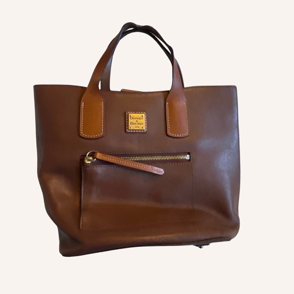 DOONEY & BOURKE bag Saffiano leather Brinley tote amber brown shoulder purse